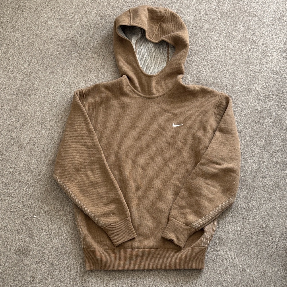 Vintage Nike knit brown Tan Hoodie with Logo men’s XS